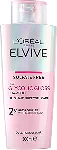 L'Oréal Paris Elvive Gloss Shampoo 200ml Glycolic Acid Formula for Dull Lackluster Hair