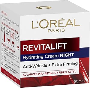 L'Oréal Paris Revitalift Anti Aging Night Cream 50ml Pro Retinol & Fibrelasty for Firming & Wrinkle Reduction