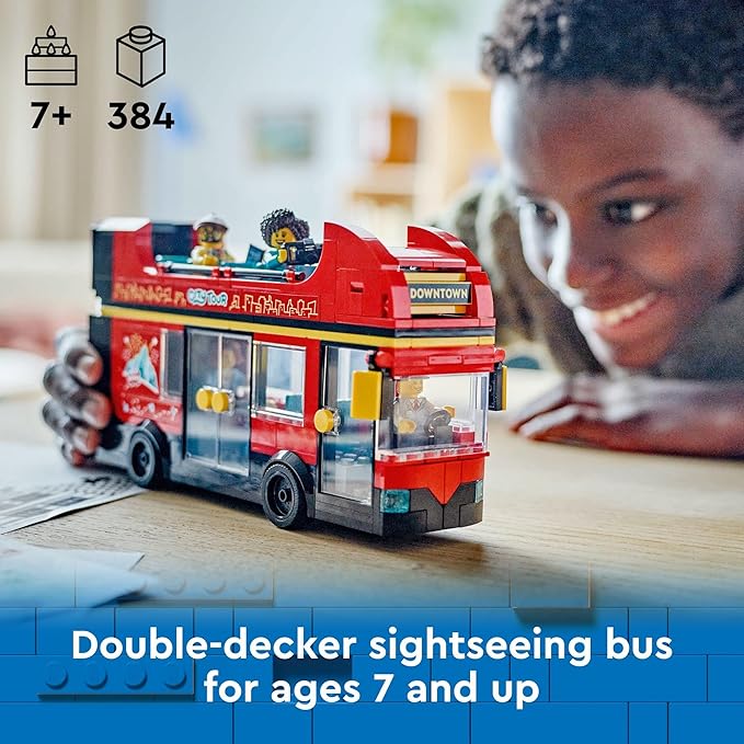 LEGO® City Double Decker Bus 60407  Building Set for Kids Ages 7+ with 5 Minifigures Baby and Buggy