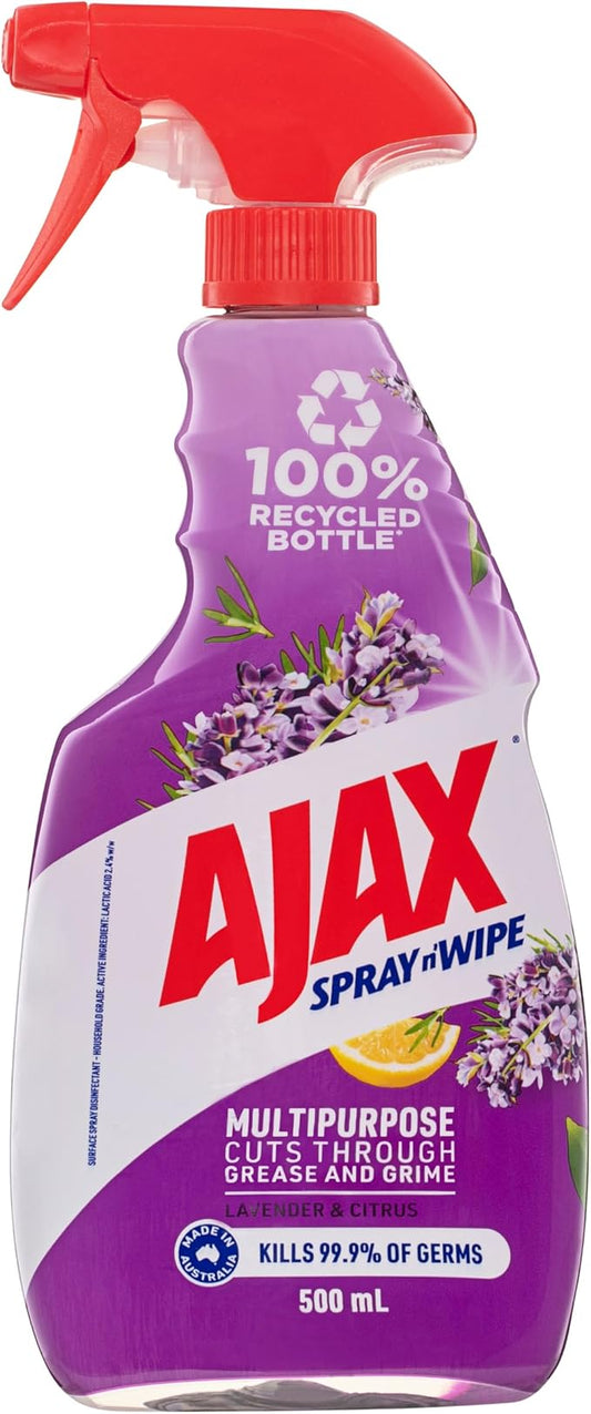 Ajax 500mL Multi-Purpose Spray 'n Wipe Cleaner Lavender & Citrus Scent