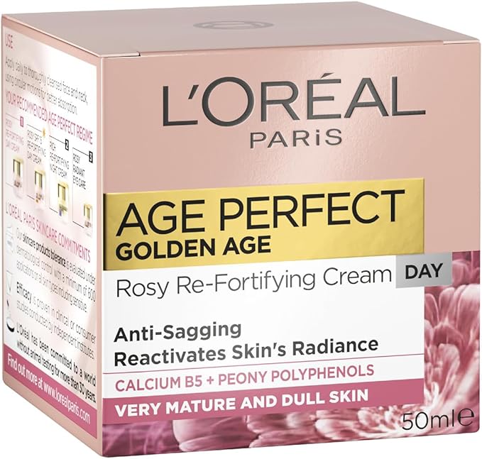 L'Oréal Paris Age Perfect Day Cream 50ml Radiant Rosy Glow for Mature Skin with Calcium B5