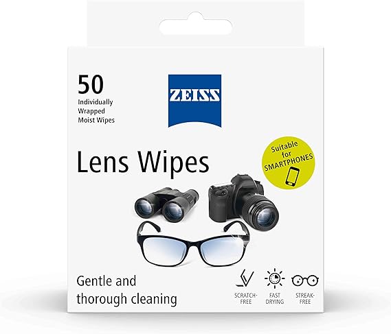 ZEISS Lens Wipes 50 Count Pack Cleaning Wipes for Glasses & Lenses