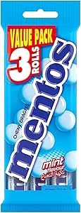 MENTOS Mint Candy Roll Trio Fresh Mint Flavor & Chewy Delight 112.5g