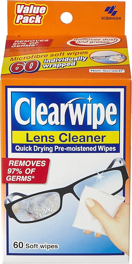 ClearWipe Lens Cleaner Wipes 60 Count Alcohol Pre-Moistened for Glasses & Lens Cleaning