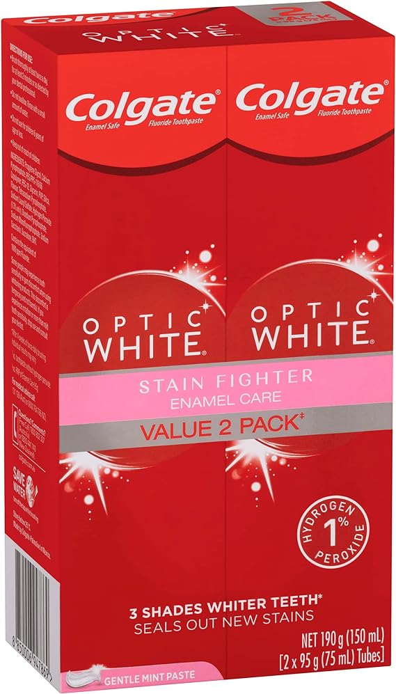 Colgate Optic White Teeth Whitening Toothpaste Value 2 Pack, 2 x 95g