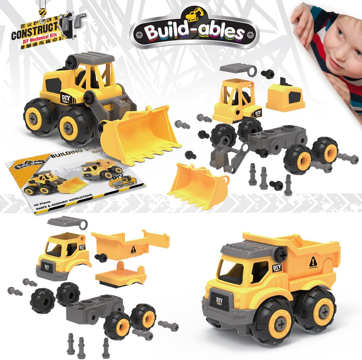 2-in-1 STEM Construction Set - Buildable Vehicles for Kids 3+