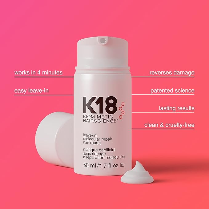 K18 Molecular Repair Hair Mask 50ml Leave-In Treatment for Healthier Stronger Hair