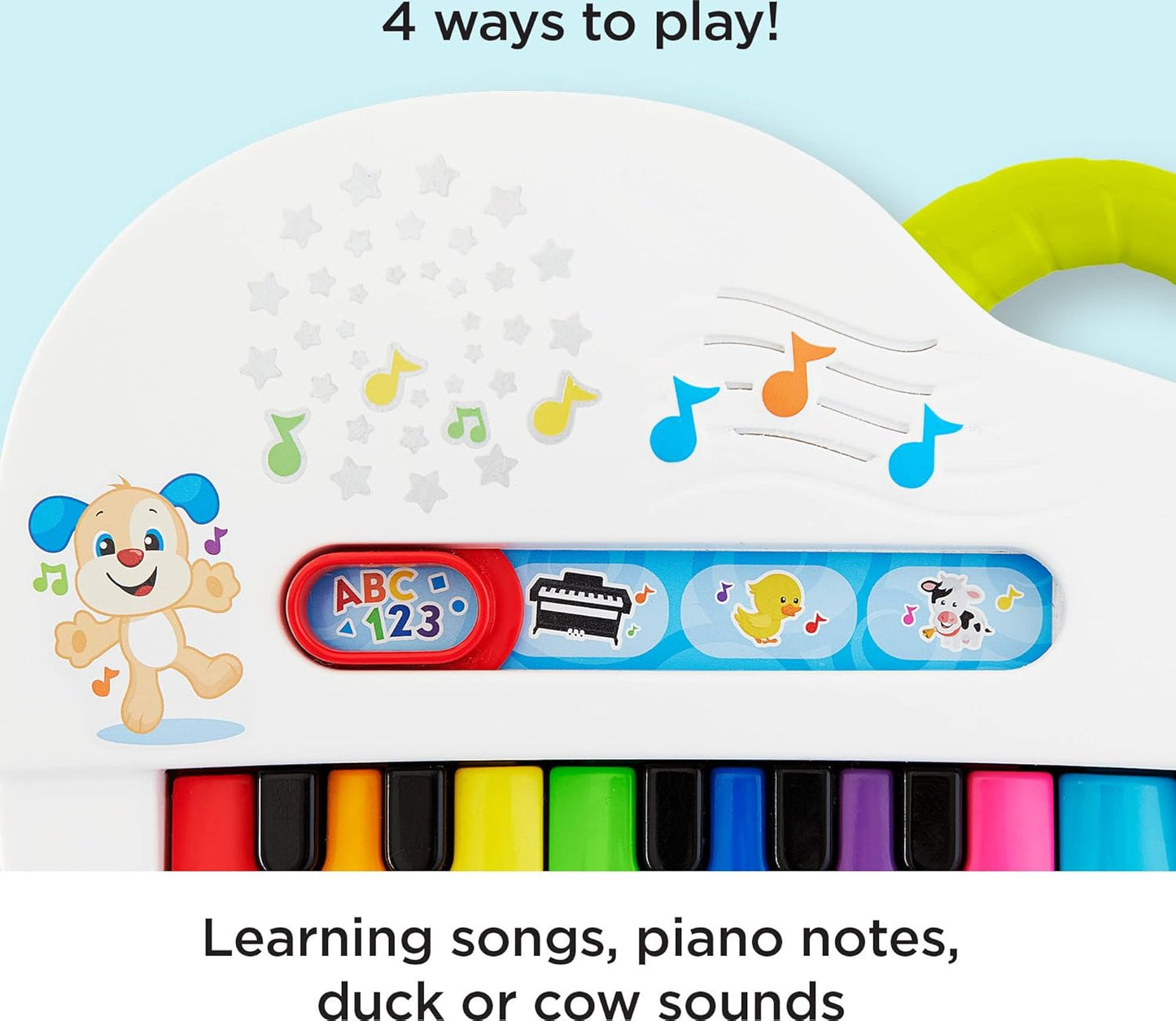 Fisher-Price Laugh & Learn Light-Up Piano: Portable Toy with Music, Animal Sounds & Learning for Infants & Toddlers