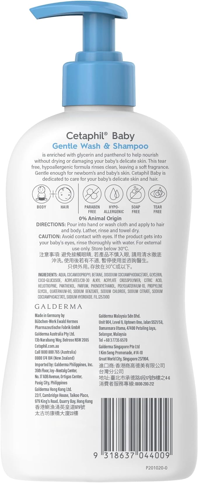 CETAPHIL Baby Gentle Wash and Shampoo 400ml, Suitable for Newborns & Infants