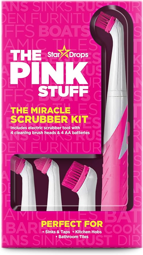 The Pink Stuff Electric Scrubber Kit Multiple Heads for Miracle Paste Cleaning