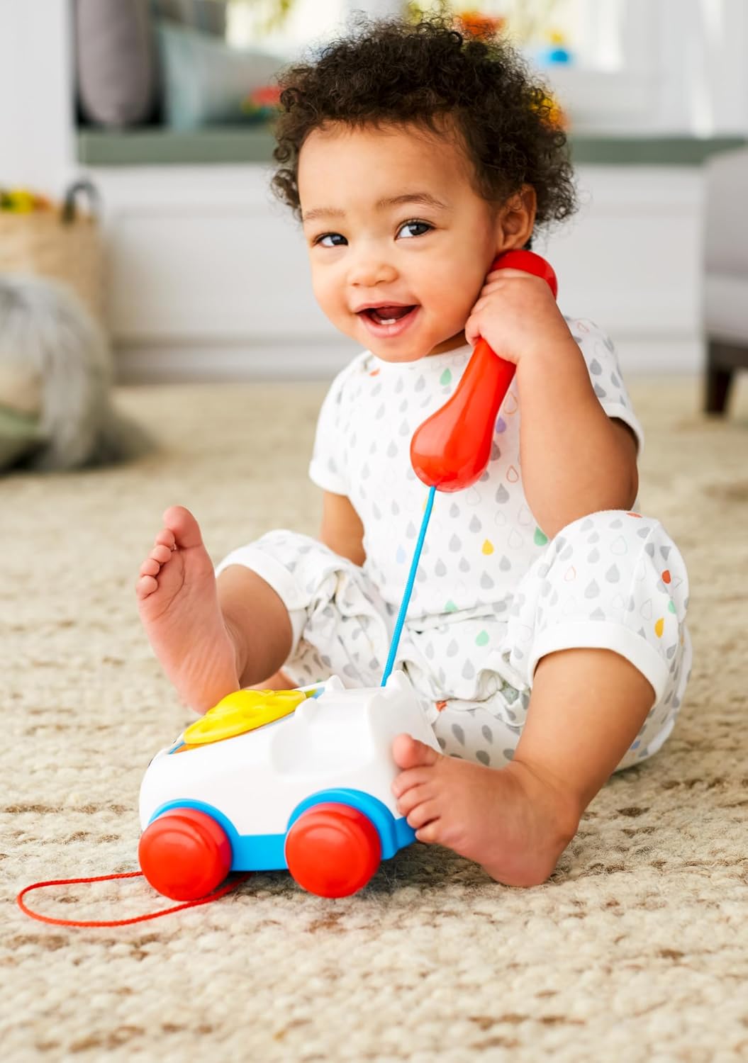 Fisher-Price Chatter Telephone Pull Toy with Rotary Dial and Wheels