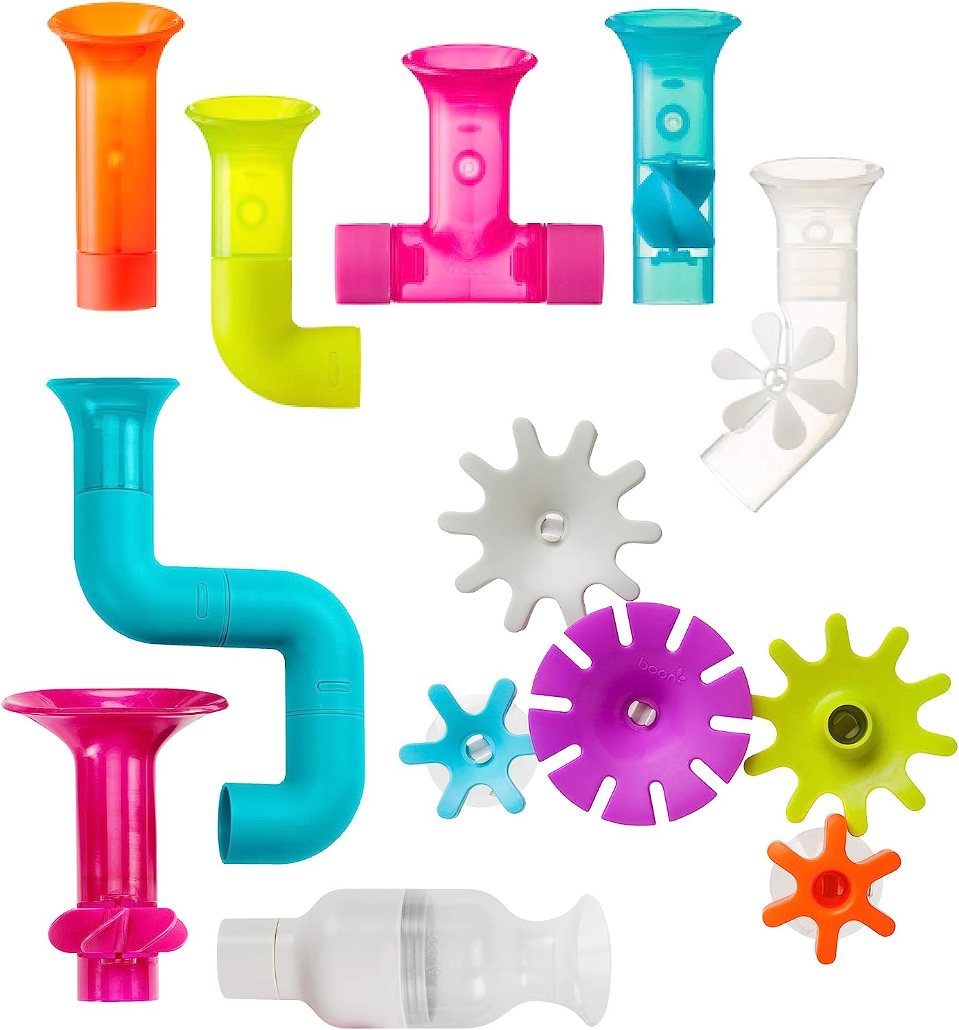 Boon Building Bath Toy Bundle - 13 Pieces: Gears, Pipes, and Tubes (B11342)