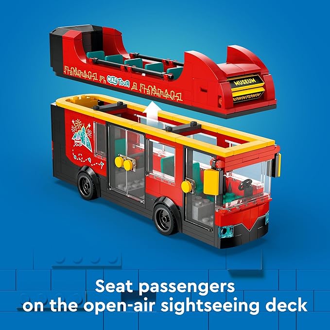 LEGO® City Double Decker Bus 60407  Building Set for Kids Ages 7+ with 5 Minifigures Baby and Buggy