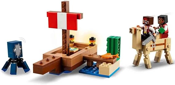 LEGO® Minecraft The Pirate Ship Voyage 21259 Set with Pirate Boat, Squid, Camel, and Pirates for Ages 8+