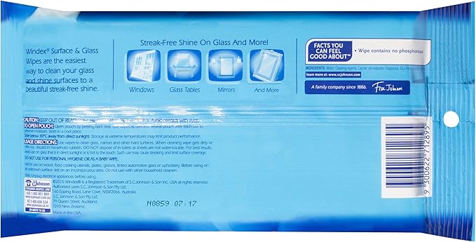 Windex Original Glass Wipes 28 Count Pre Moistened for Streak Free Shine