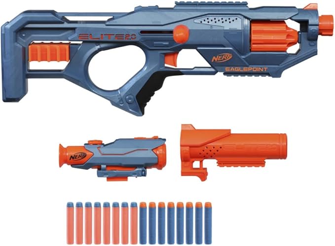 Nerf Elite 2.0 Eaglepoint RD 8 Blaster 8 Dart Drum Detachable Scope & 16 Darts F0423