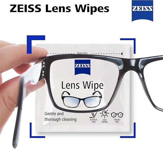 ZEISS Lens Wipes 200 Count Box Pre Moistened Cleaning Wipes for Glasses & Lenses