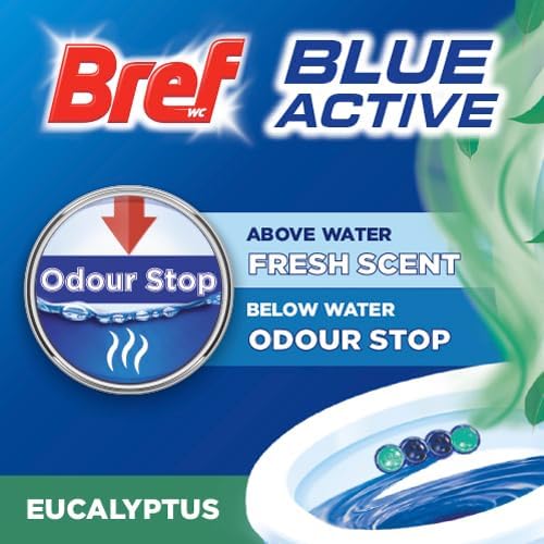 Bref 50g Blue Active Eucalyptus Toilet Rim Block Cleaner Eucalyptus Scent