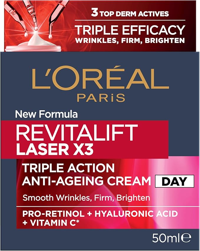 L'Oréal Paris Revitalift Laser X3 Day Cream 50ml Anti Aging & Re Densifying Moisturizer with Pro-Xylane