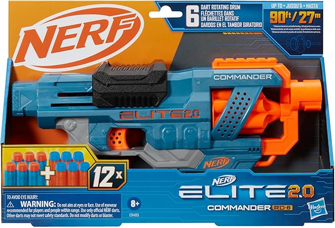 Nerf Elite 2.0 Commander RD-6 Blaster 6 Dart Drum 12 Darts Ages 8+ E9485