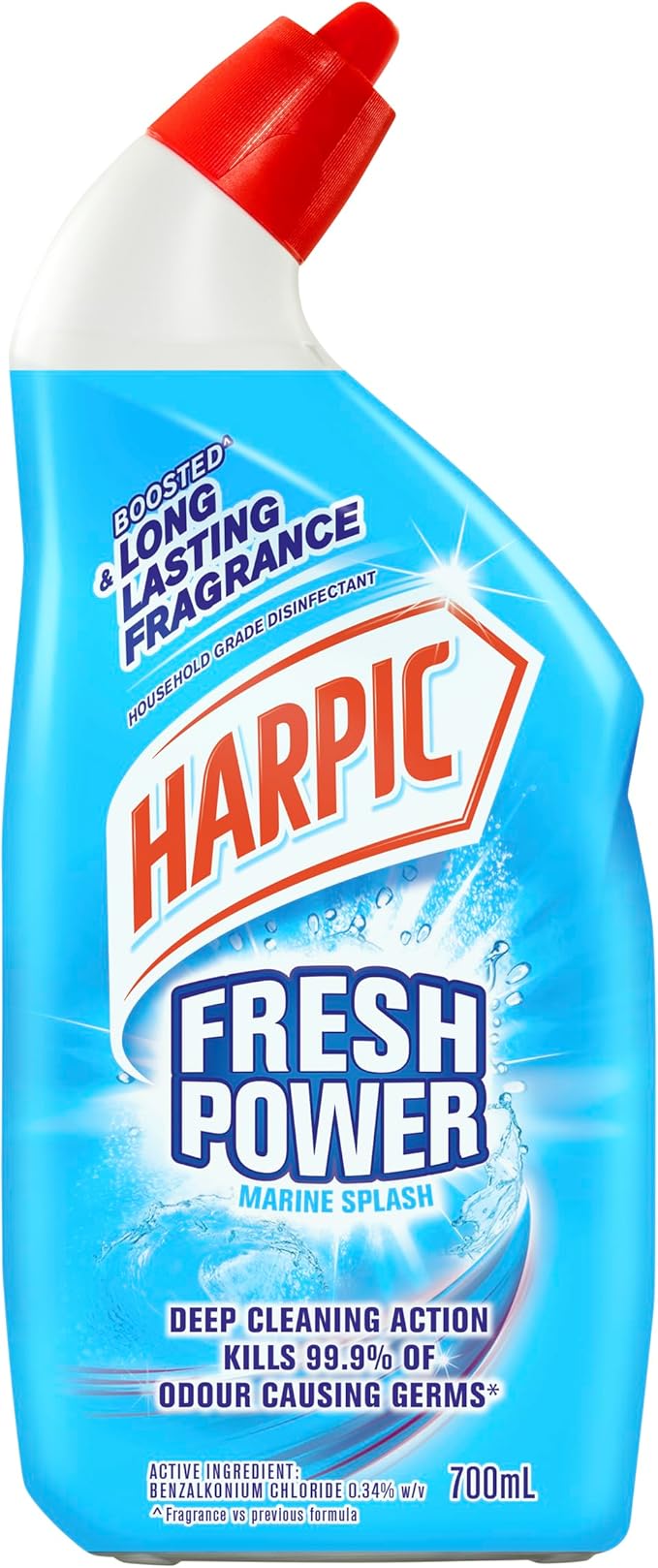 Harpic Fresh Power Marine Splash Toilet Cleaner 700mL 8 Pack