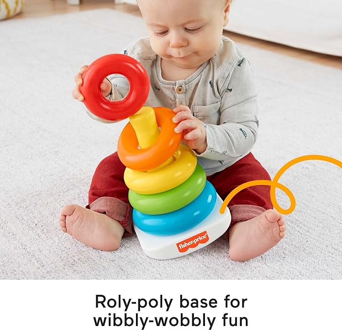 Fisher-Price Rock-a-Stack Toy with Roly Poly Base & 5 Colorful Rings  Developmental Toy for 6+ Months