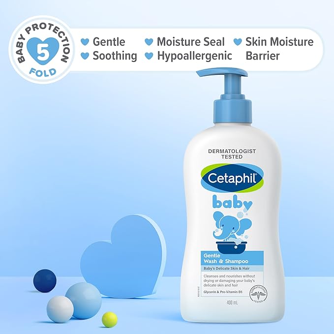 CETAPHIL Baby Gentle Wash and Shampoo 400ml, Suitable for Newborns & Infants