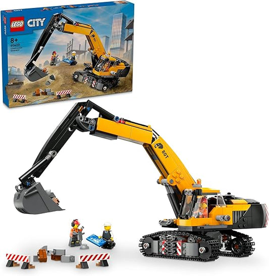 LEGO® City Yellow Excavator 60420 Digger Toy with Fun Minifigures for Kids 8+ Ideal Gift Idea