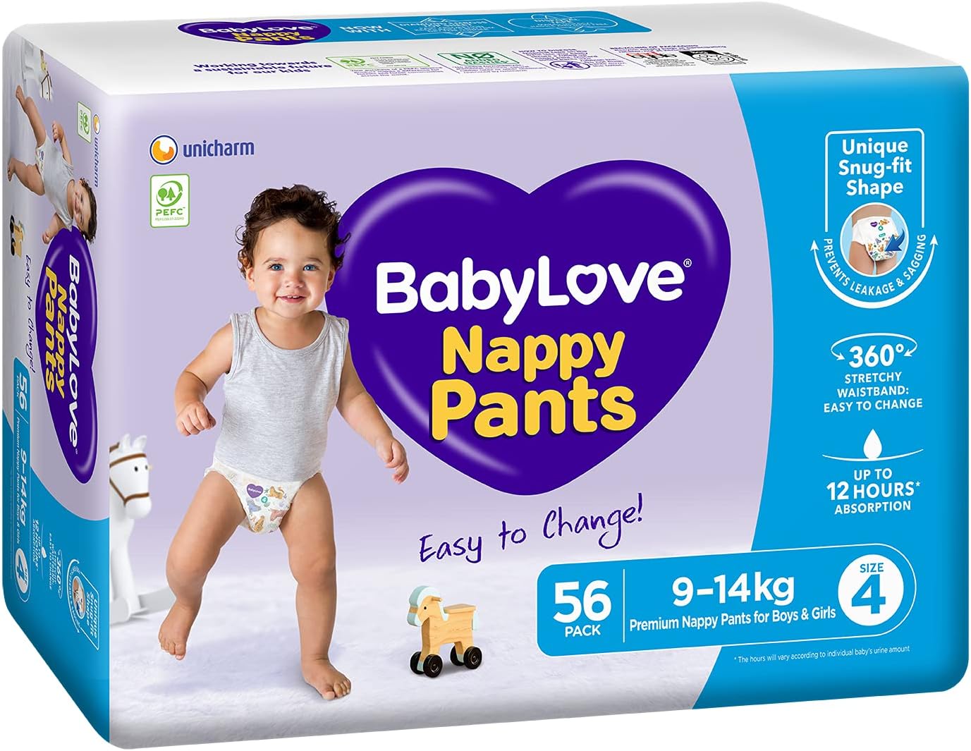 BabyLove Baby Pants Nappy Pants Size 4 (9-14kg) | 112 Pieces (2 X 56 pack)