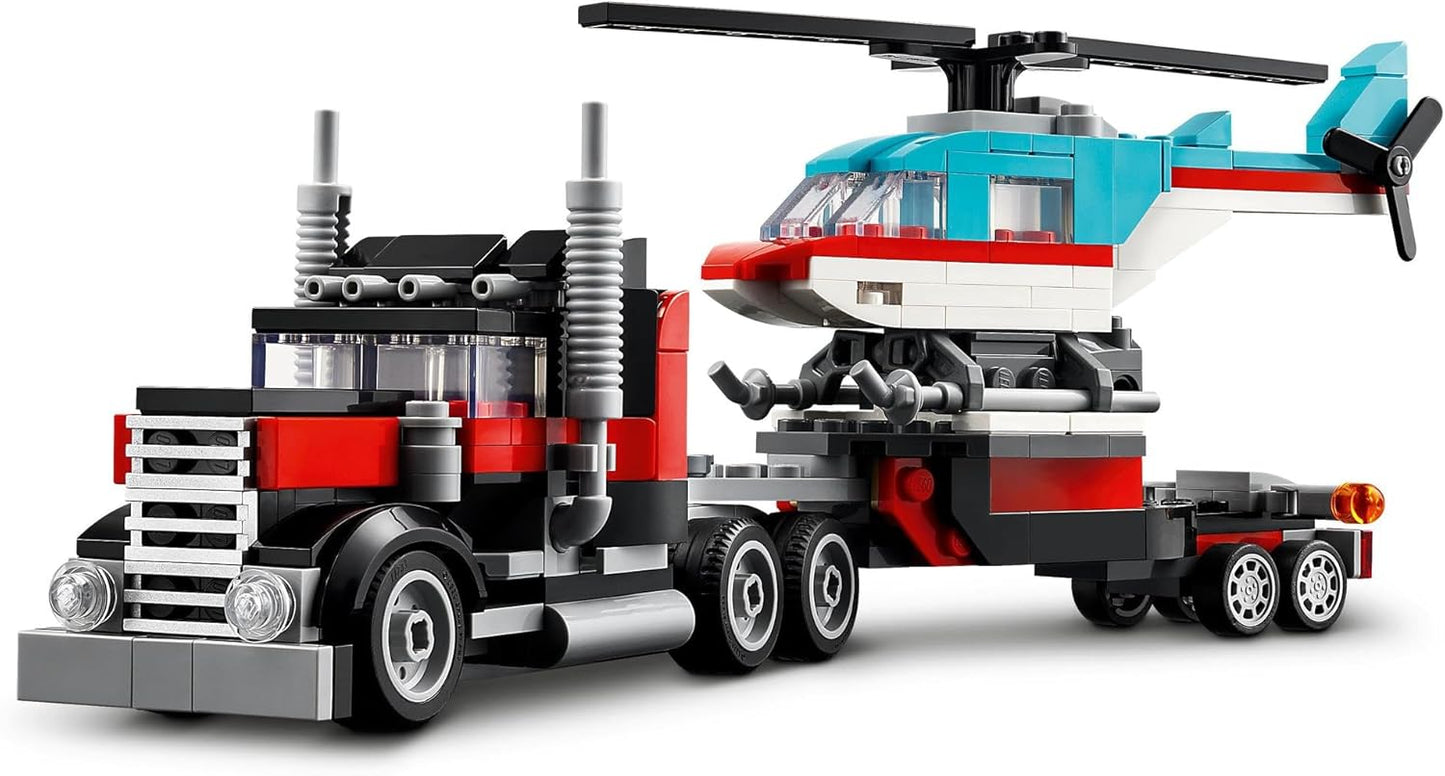 LEGO® Creator 31146 Flatbed Truck with Helicopter and Vehicles, for Kids 7+