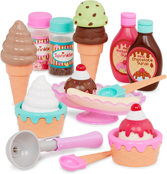 Battat Play Circle - Sweet Treats Ice Cream Parlour 21-Piece Set for Kids (Ages 3+)