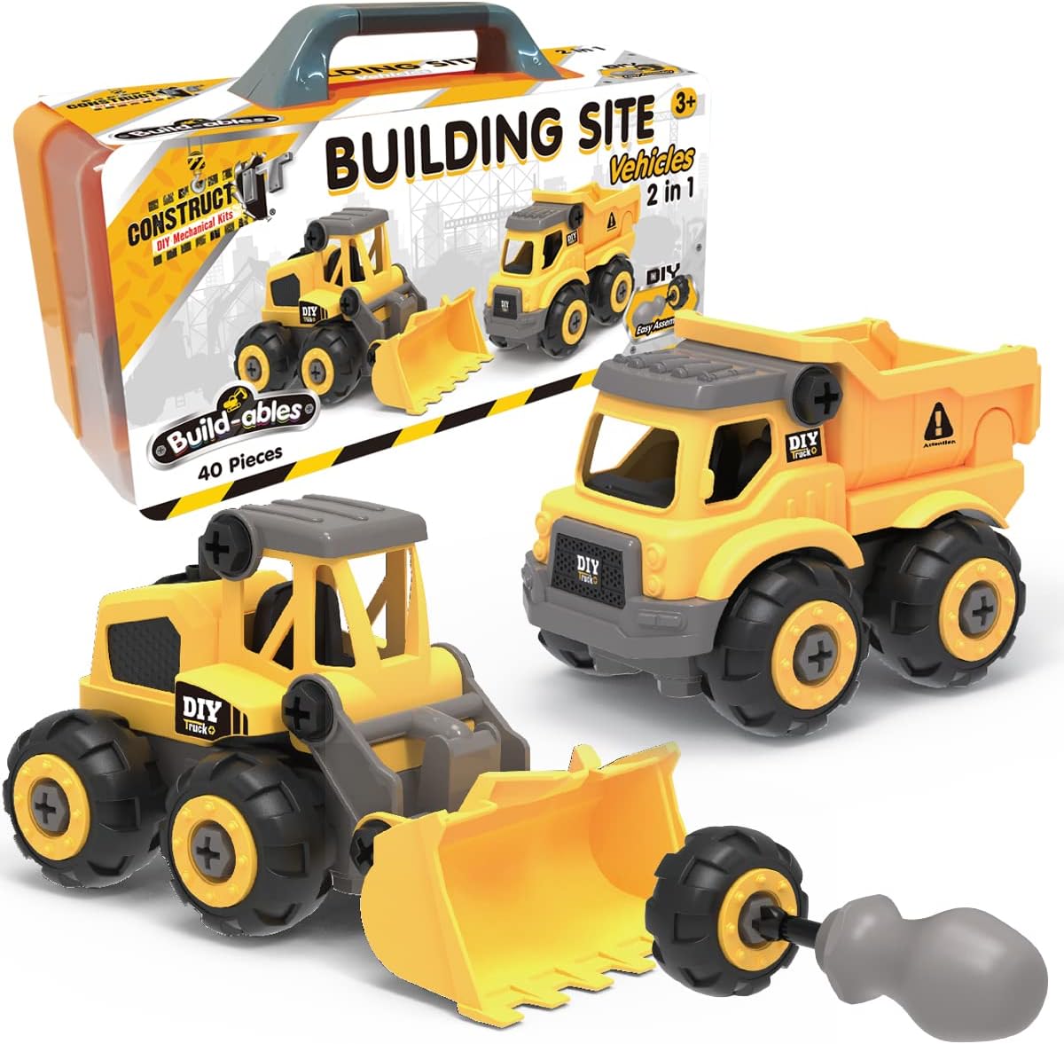 2-in-1 STEM Construction Set - Buildable Vehicles for Kids 3+