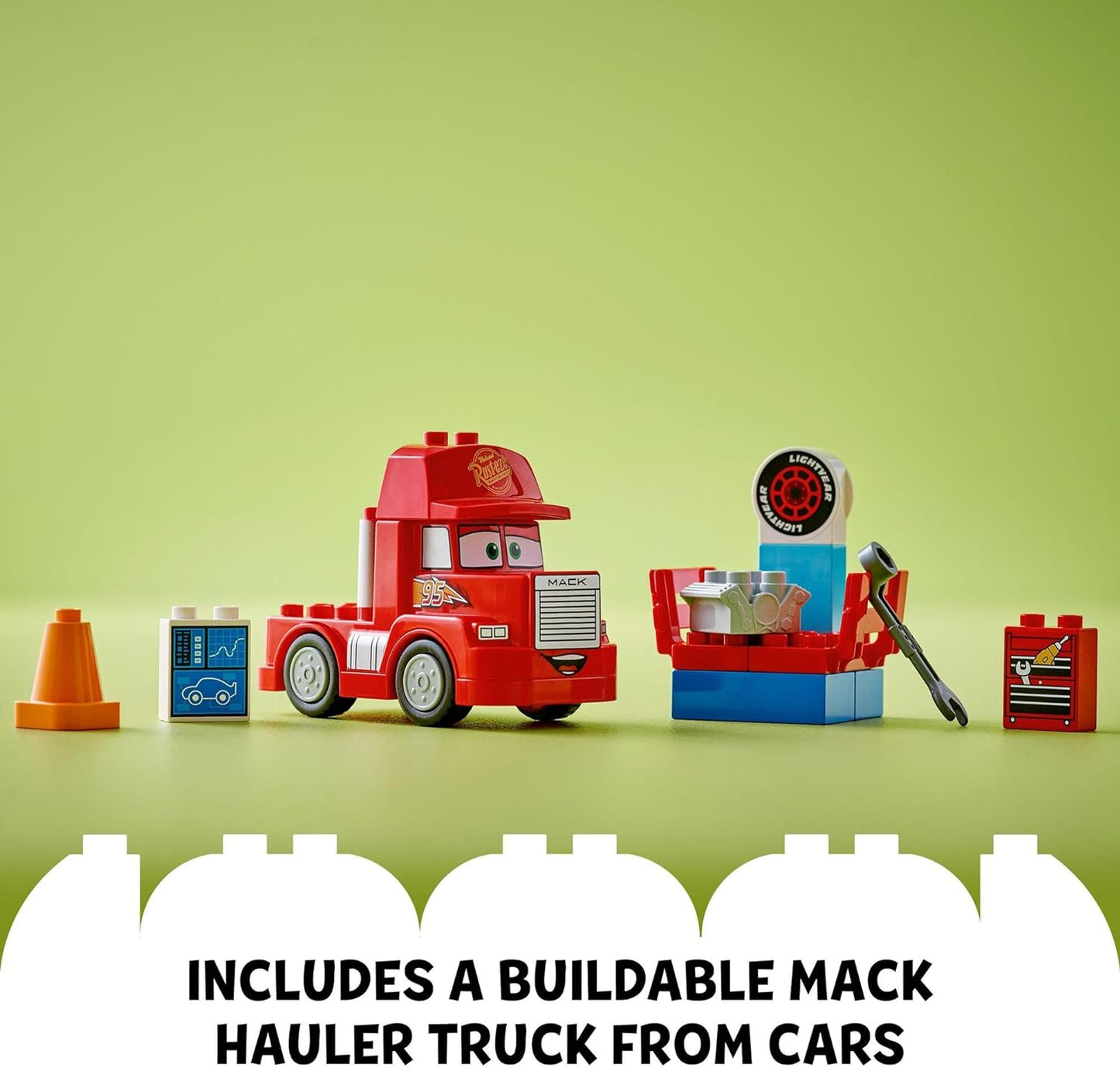 LEGO® DUPLO® Disney and Pixar’s Cars Mack at The Race 10417 - Buildable Red Hauler Truck for Toddlers 2+