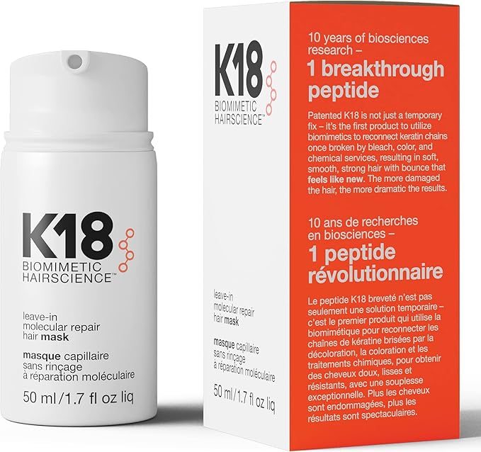 K18 Molecular Repair Hair Mask 50ml Leave-In Treatment for Healthier Stronger Hair