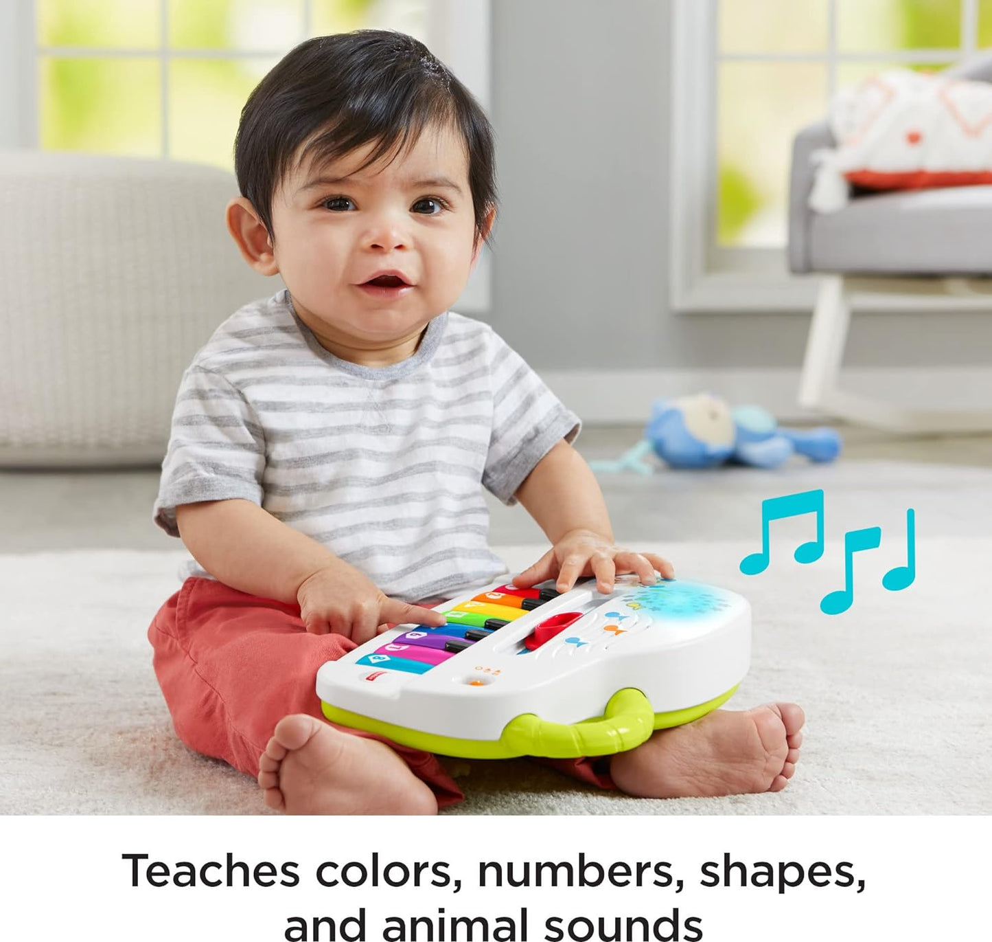 Fisher-Price Laugh & Learn Light-Up Piano: Portable Toy with Music, Animal Sounds & Learning for Infants & Toddlers