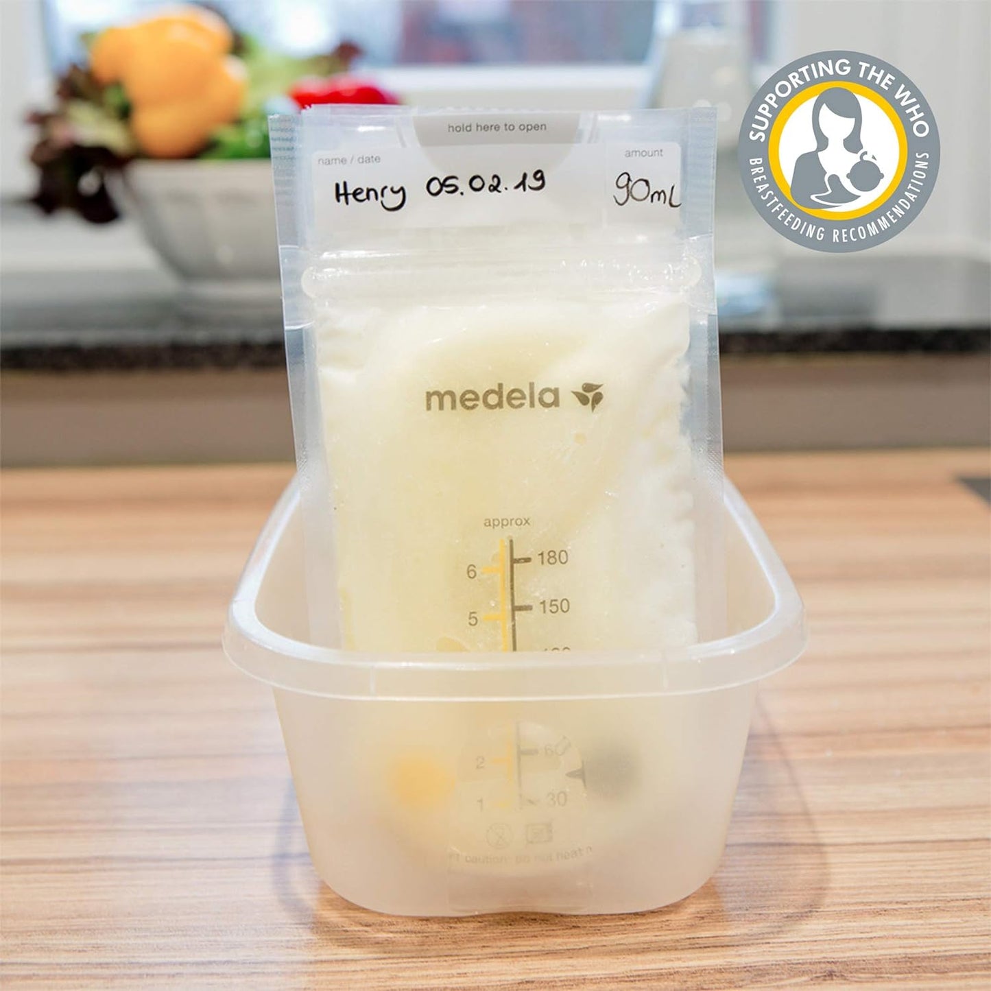 Medela Freezer-Safe Breast Milk Storage Bags, 180ml, Resealable, 50 Pack