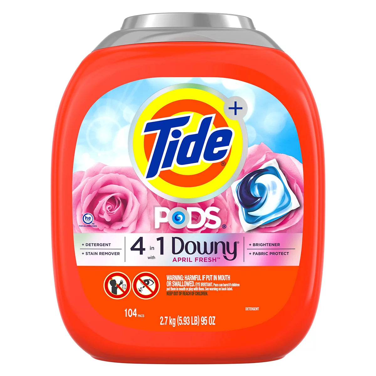Tide PODS 104 Count with Downy April Fresh Stain Removal Softness & Fresh Scent Capsules