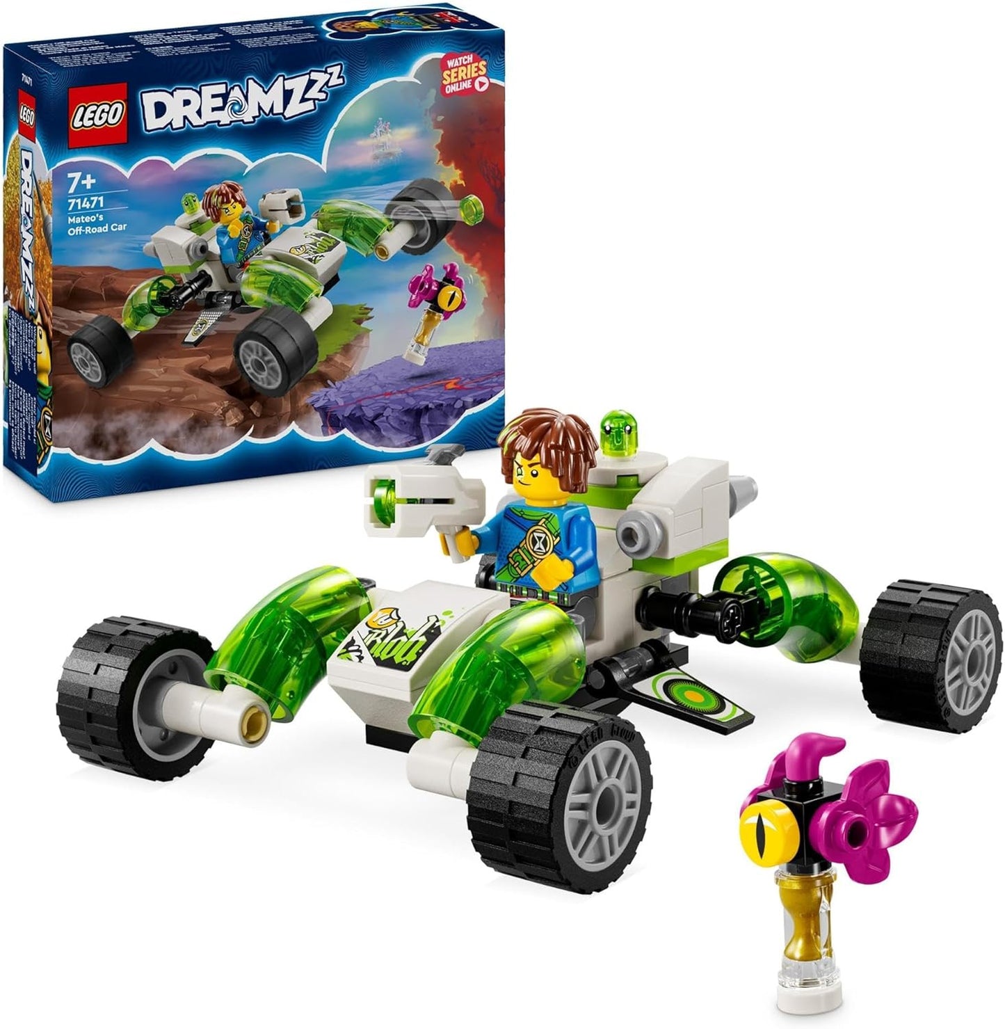 LEGO® DREAMZzz Mateo's Off-Road Car 71471, a set that transforms into a dune buggy or quadcopter.