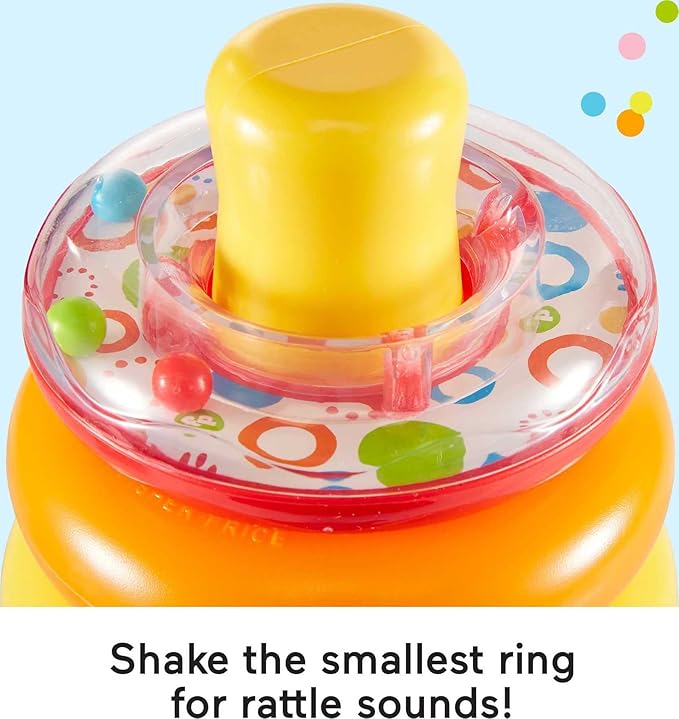 Fisher-Price Rock-a-Stack Toy with Roly Poly Base & 5 Colorful Rings  Developmental Toy for 6+ Months