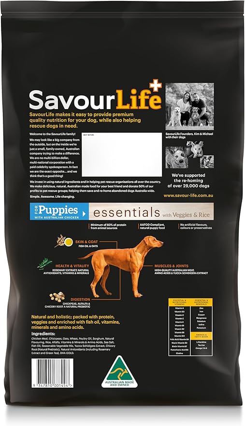 SavourLife Essentials 15kg Chicken Puppy Food  Premium Formula for Growing Puppies