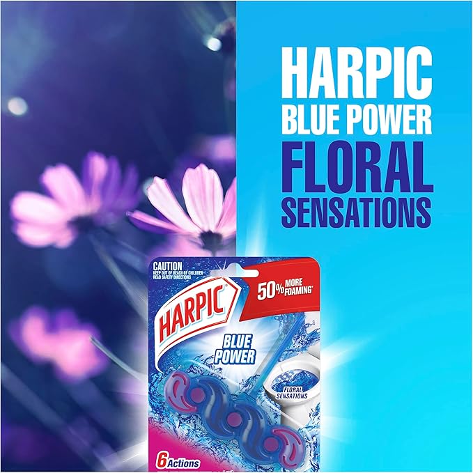 Harpic Blue Power Toilet Block Cleaner Floral Sensations Single Pack