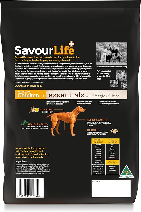 SavourLife Essentials 3kg Chicken Adult Dog Food  Premium Nutrition for Adult Dogs