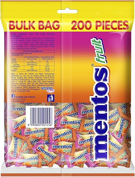 Mentos Fruit Candy Pillowpack 540g Assorted Fruity Flavors Treats