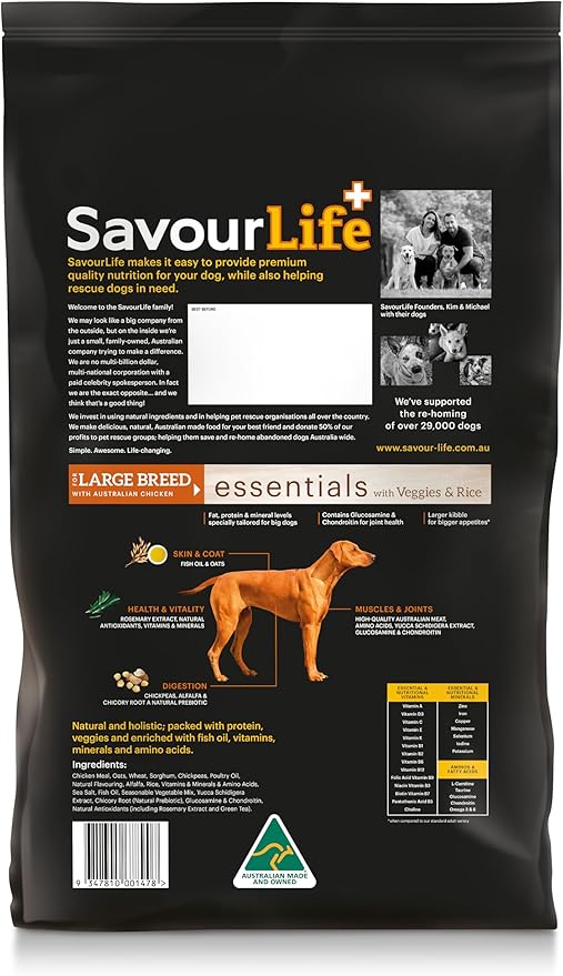 SavourLife Essentials 15kg Large Breed Adult Chicken Dog Food Premium Nutrition for Bigger Dogs