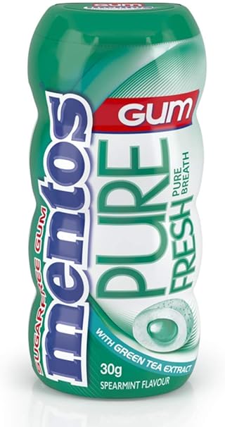 Mentos Pure Fresh Spearmint Sugar Free Chewing Gum 10 Pocket Bottles 10 x 30g