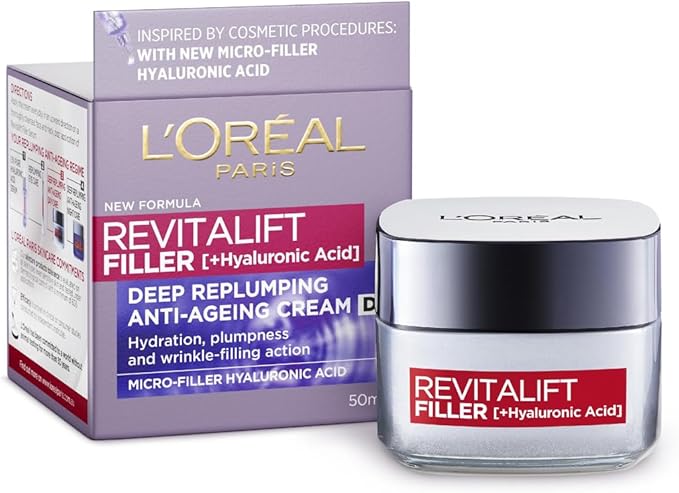 L'Oréal Paris Revitalift Filler Day Cream 50ml – Plumping & Anti-Wrinkle Hydrating Formula