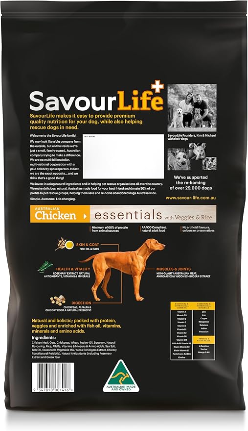 SavourLife Essentials 15kg Chicken Dog Food for Adults Nutritious & Balanced Formula