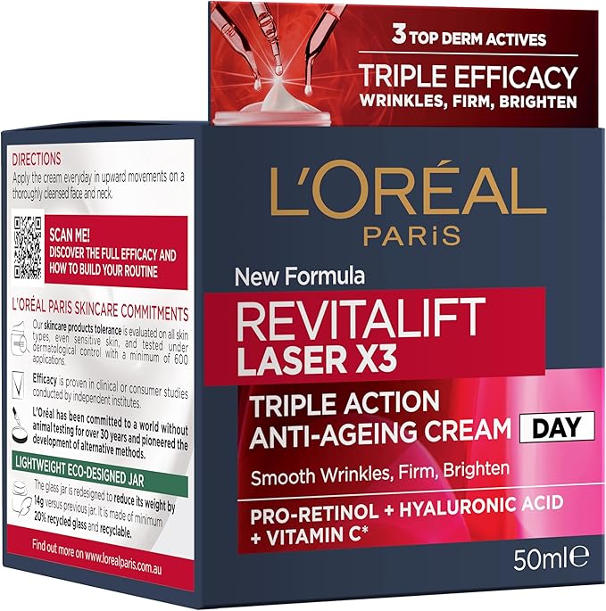 L'Oréal Paris Revitalift Laser X3 Day Cream 50ml Anti Aging & Re Densifying Moisturizer with Pro-Xylane