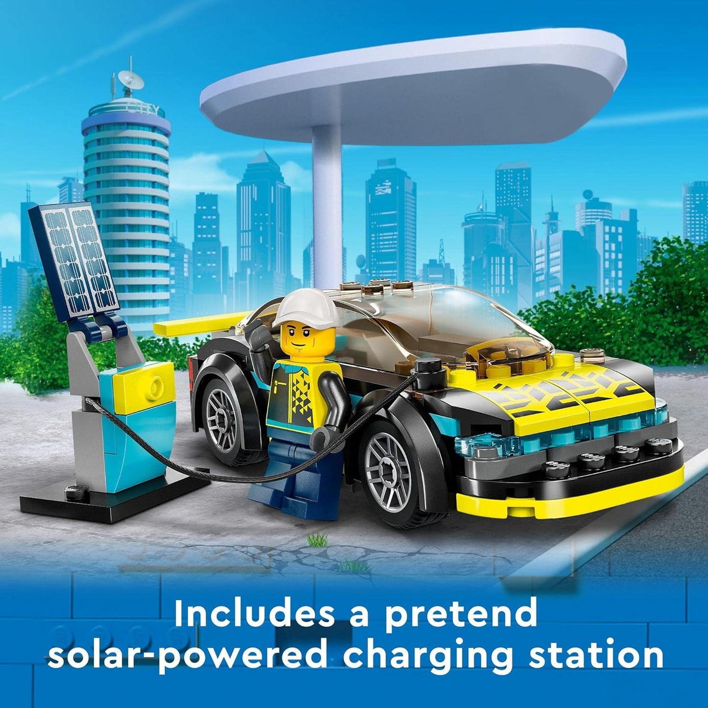 LEGO® City Electric Sports Car 60383 – Vehicle Playset for Kids 5+ with Charging Point and Minifigure