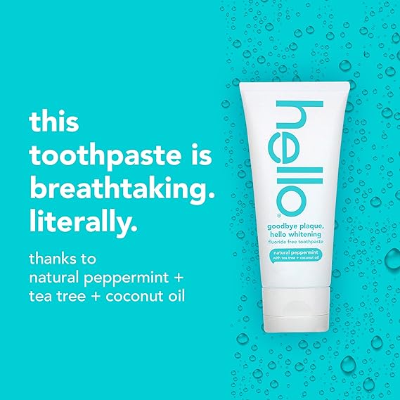 Hello Goodbye Plaque, Hello Whitening Fluoride Free Toothpaste, 110g